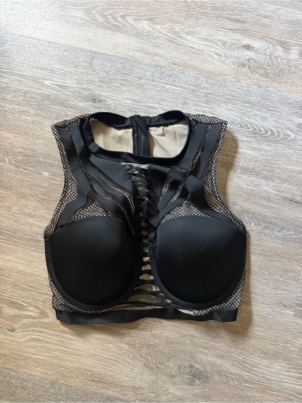 Victoria's Secret x Balmain Black and Beige Lace Bra top